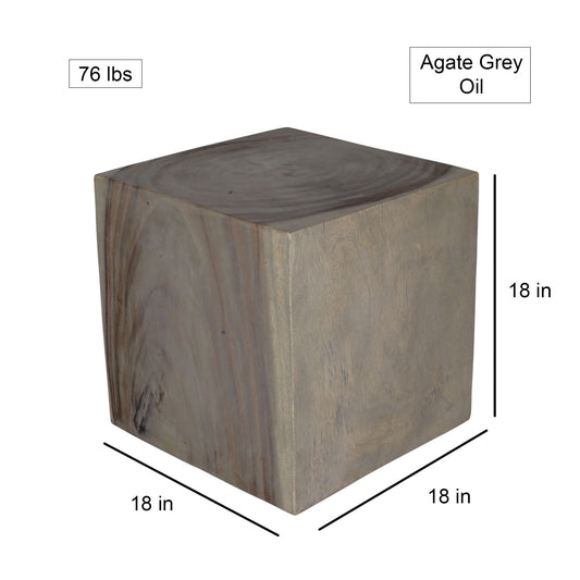 Haussmann® Wood Cube Table 18 in SQ x 18 in High Hollow inside Grey Oil