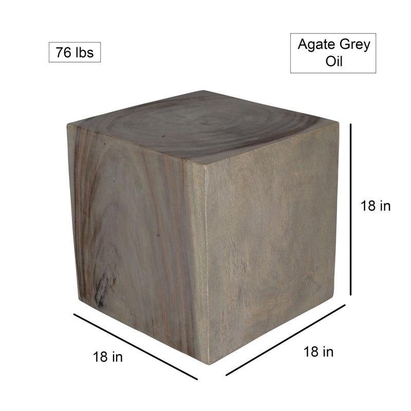 Haussmann® Wood Cube Table 18 in SQ x 18 in High Hollow inside Grey Oil