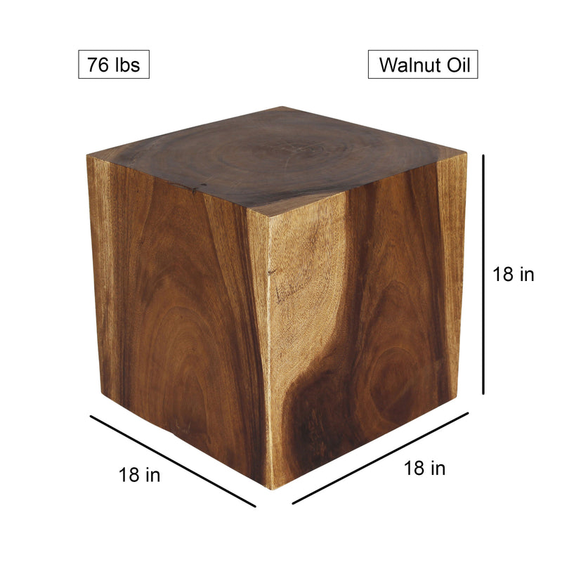 Haussmann® Wood Cube Table 18 in SQ x 18 in High Hollow inside Walnut Oil