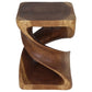 Second white-background angle of the 15 x 15 x 20-inch Double Twist walnut end table showing its carved spirals