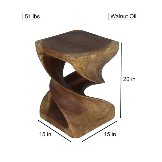 Haussmann® Wood Double Twist End Table 15 x 15 x 20 in High Walnut Oil