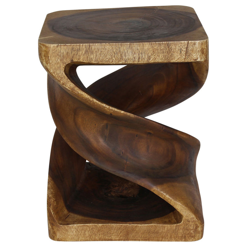 Double Twist End Table 18 x 18 x 23 in H Walnut Oil