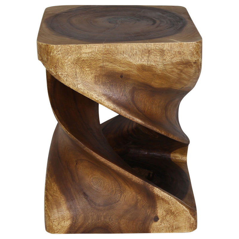 Double Twist End Table 18 x 18 x 23 in H Walnut Oil