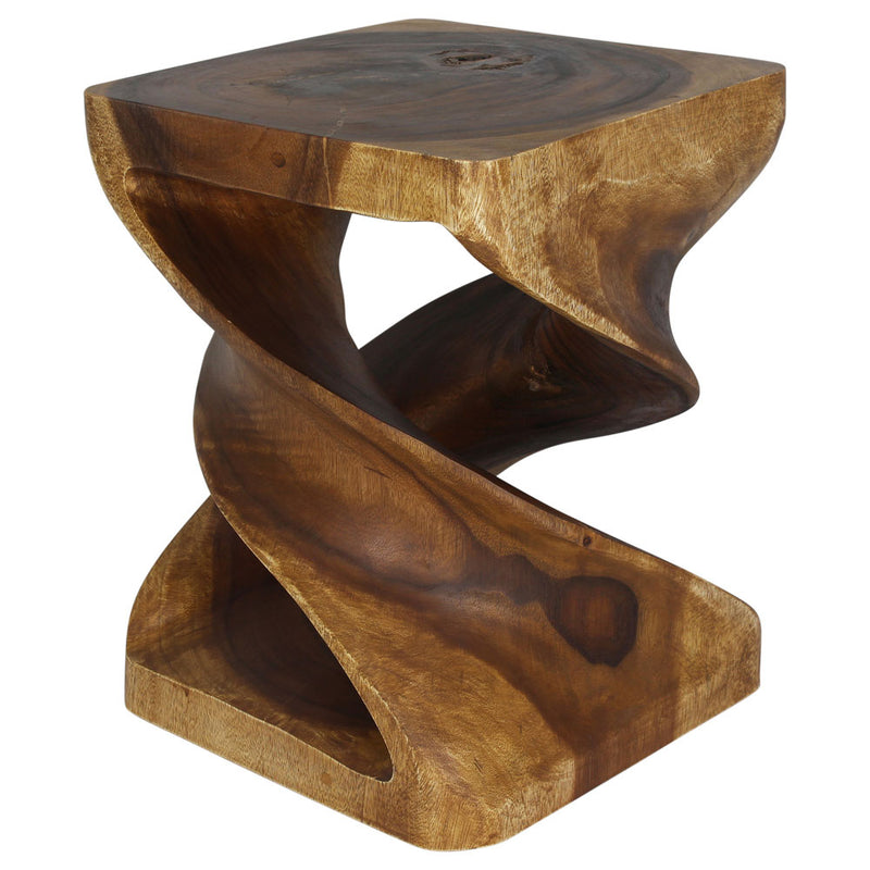 Double Twist End Table 18 x 18 x 23 in H Walnut Oil