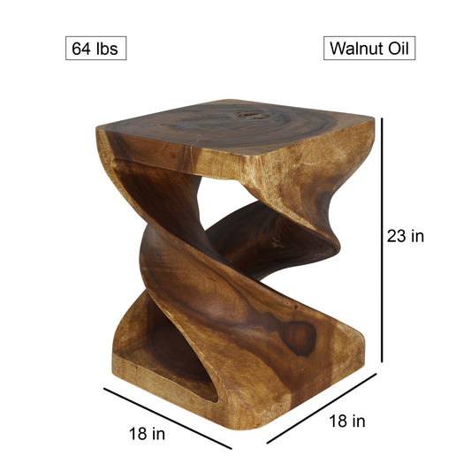 Double Twist End Table 18 x 18 x 23 in H Walnut Oil