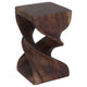 Wood Double Twist Stool Table 12 in SQ x 20 in H Mocha Oil