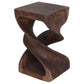 Haussmann Double Twist Pedestal Side Table, Mocha, 12 x 12 x 20 in H