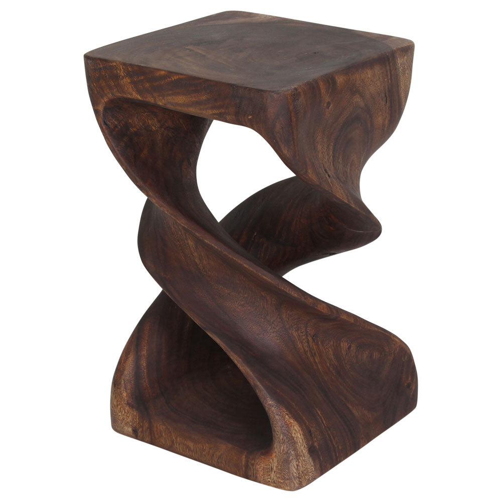 Haussmann Double Twist Pedestal Side Table, Mocha, 12 x 12 x 20 in H