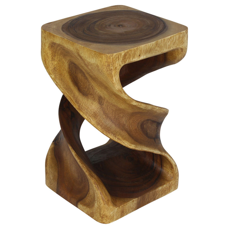 Haussmann Wood Double Twist End Table 12x12x20 in Height Oak Oil