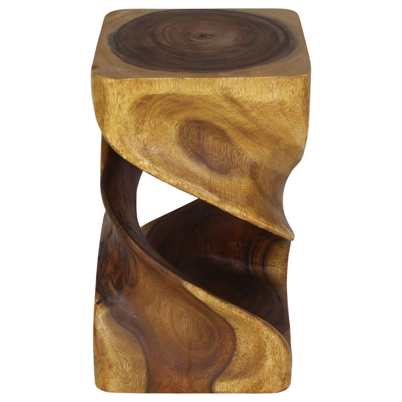 Haussmann Wood Double Twist End Table 12x12x20 in Height Oak Oil