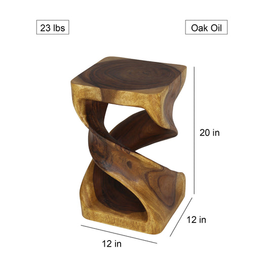 Haussmann Wood Double Twist End Table 12x12x20 in Height Oak Oil