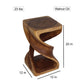 Haussmann Double Twist Pedestal Side Table, Walnut, 12 x 12 x 20 in H, dimensions