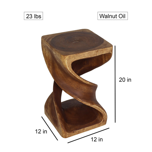 Haussmann® Wood Double Twist Stool Table 12 in SQ x 20 in H Walnut Oil