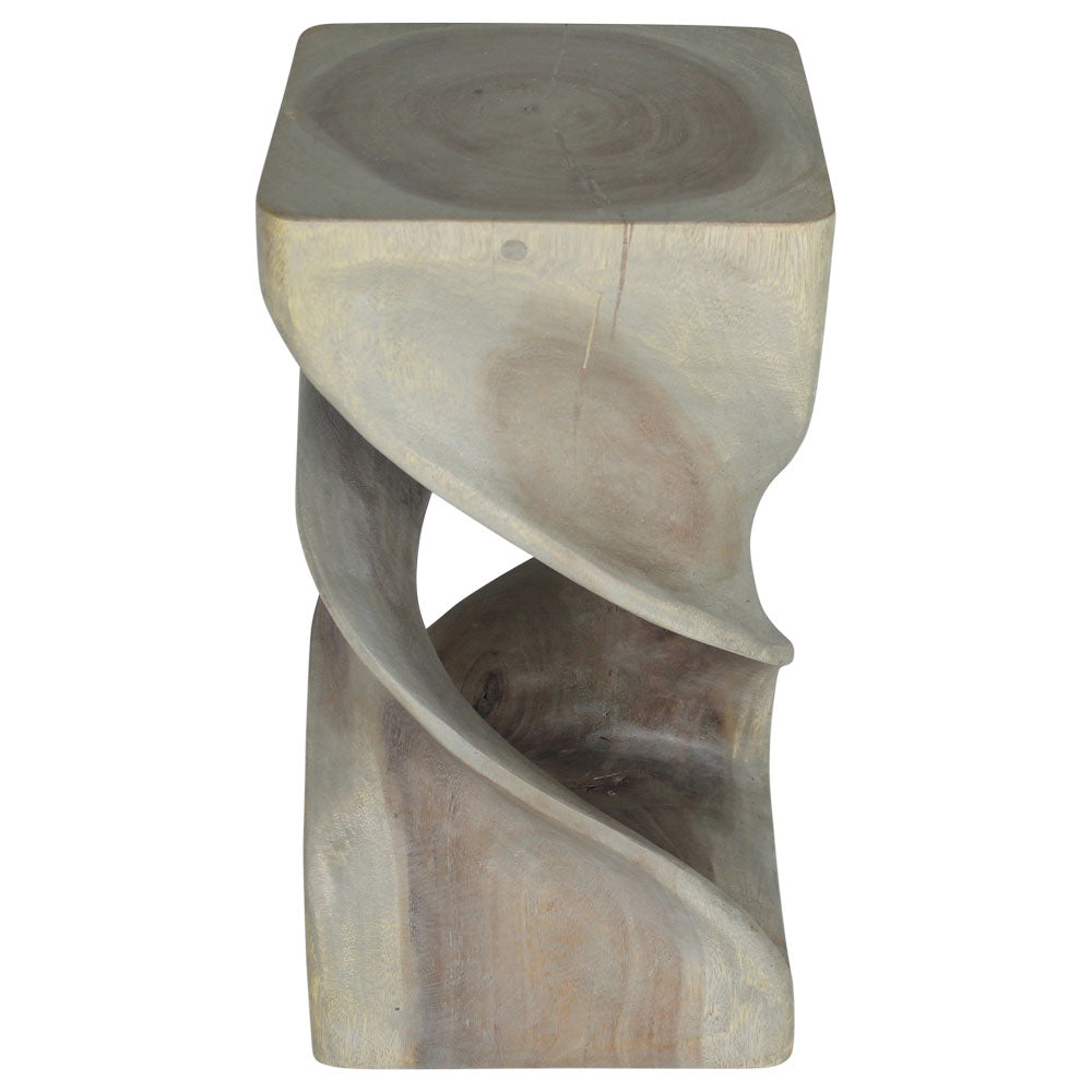 Haussmann Double Twist Pedestal Side Table, Grey, 12 x 12 x 23 in H