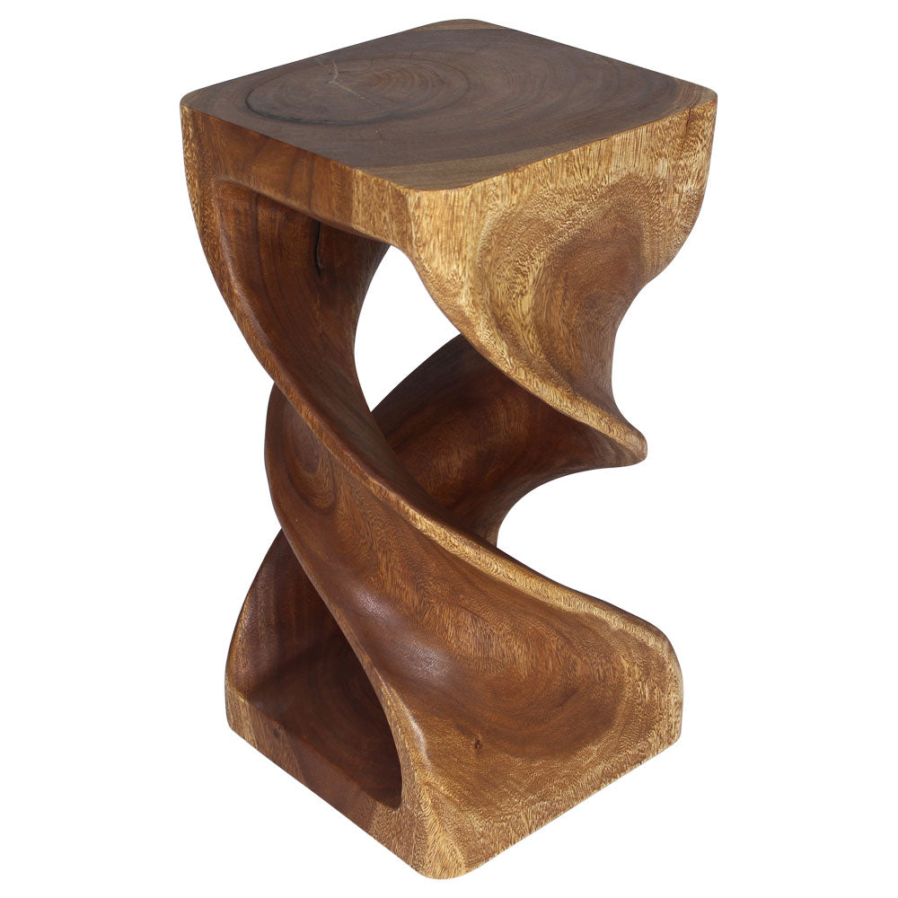 Haussmann Double Twist Pedestal Side Table, Walnut, 12 x 12 x 23 in H