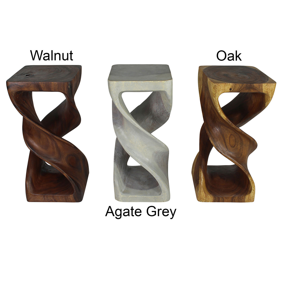 Haussmann Double Twist Pedestal Side Table, Oak, 12 x 12 x 26 in H
