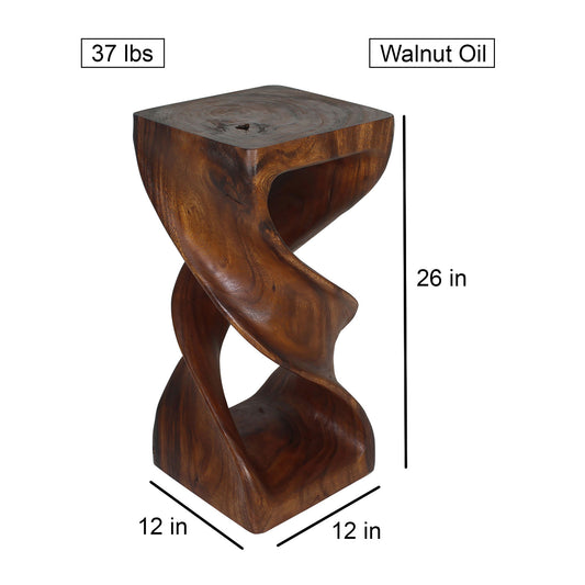 Haussmann® Wood Double Twist Stool Table 12 in SQ x 26 in H Walnut Oil