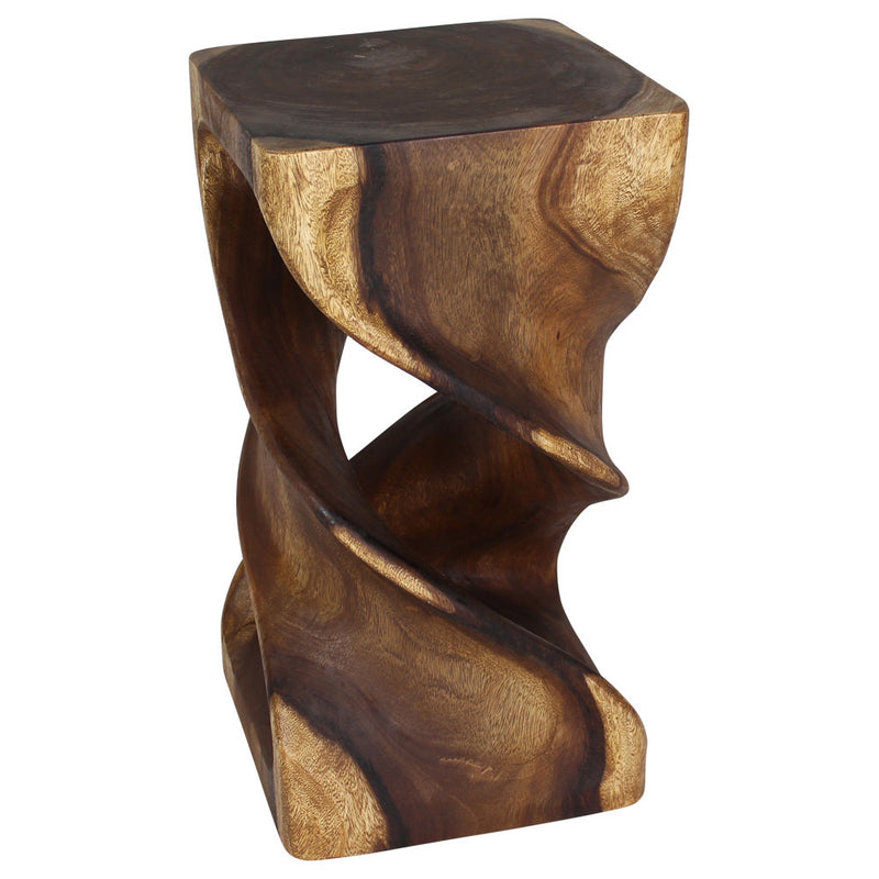 Haussmann Wood Double Twist End Table 14x14x26 in Height Walnut Oil