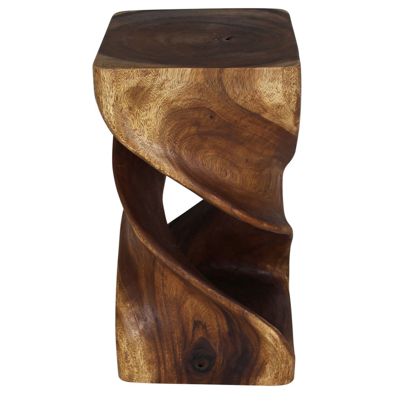 Haussmann Wood Double Twist End Table 14x14x26 in Height Walnut Oil