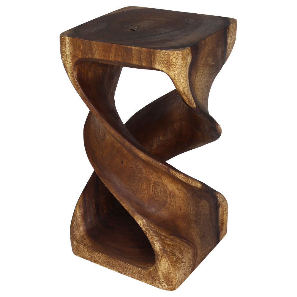 Haussmann Wood Double Twist End Table 14x14x26 in Height Walnut Oil