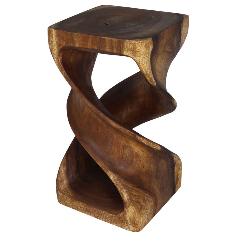 Haussmann Wood Double Twist End Table 14x14x26 in Height Walnut Oil