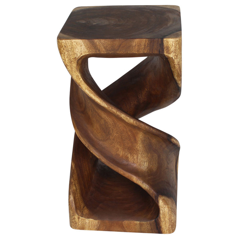 Haussmann Wood Double Twist End Table 14x14x26 in Height Walnut Oil