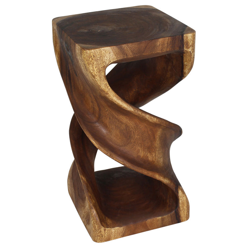 Haussmann Wood Double Twist End Table 14x14x26 in Height Walnut Oil