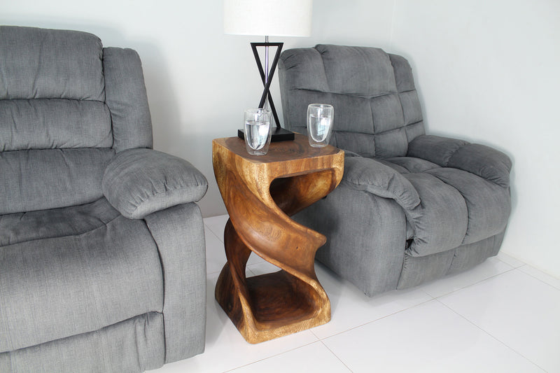 Haussmann Wood Double Twist End Table 14x14x26 in Height Walnut Oil