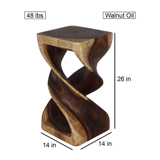 Haussmann® Wood Double Twist Stool Table 14 in SQ x 26 in H Walnut Oil