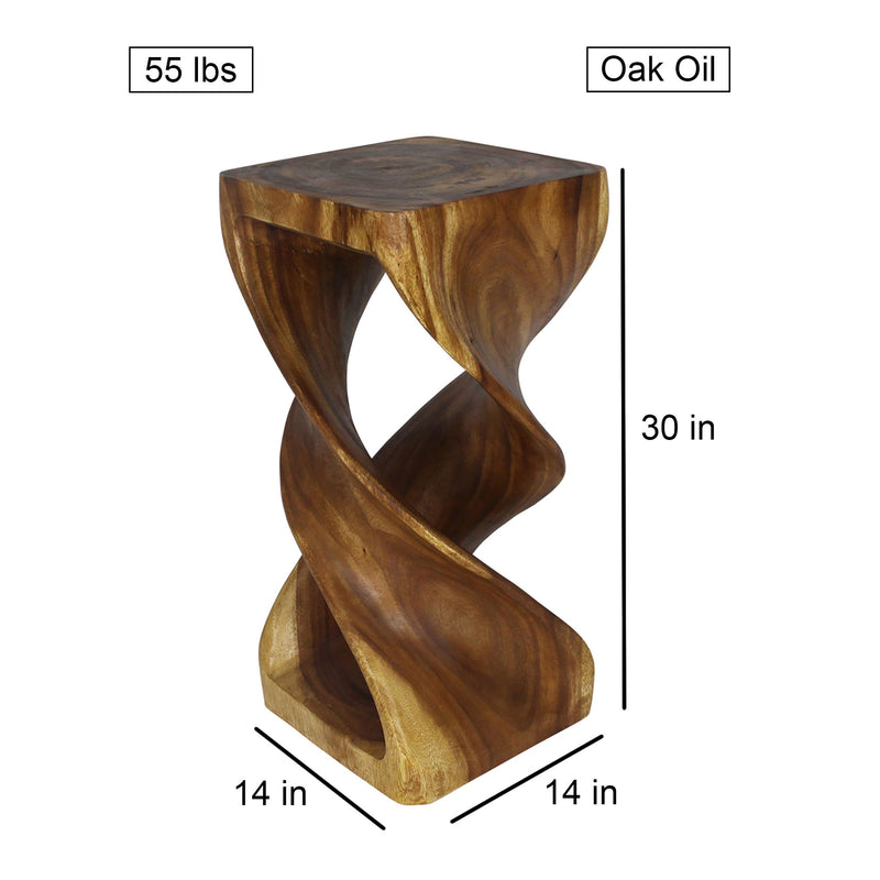 Haussmann® Wood Double Twist Stool Table 14 in SQ x 30 in H Oak Oil