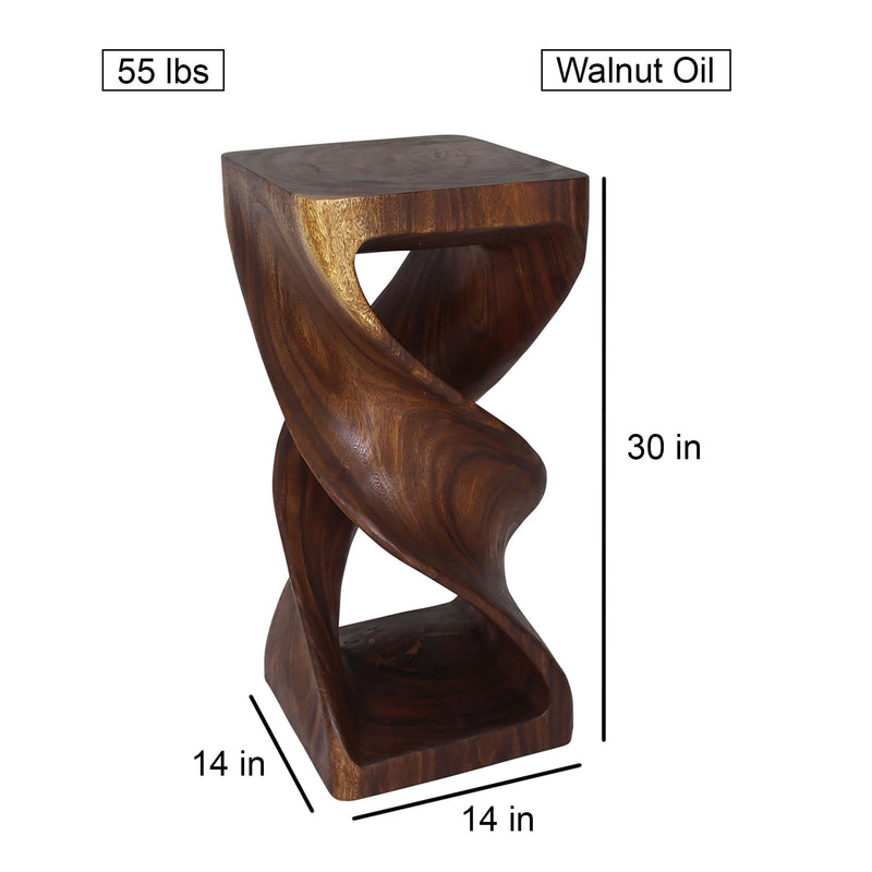 Haussmann® Wood Double Twist Stool Table 14 in SQ x 30 in H Walnut Oil