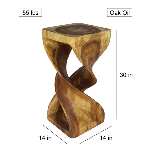 Haussmann Wood Double Twist End Table 14x14x30 in Height Oak Oil