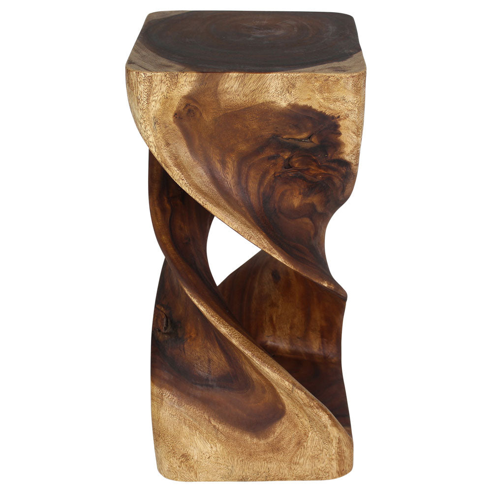 Haussmann Wood Double Twist End Table 14x14x30 in Height Walnut Oil