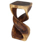 Haussmann Double Twist Pedestal Side Table, Walnut, 14 x 14 x 30 in H