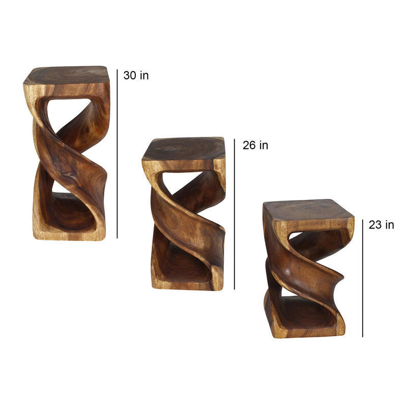Haussmann Wood Double Twist End Table 14x14x26 in Height Walnut Oil