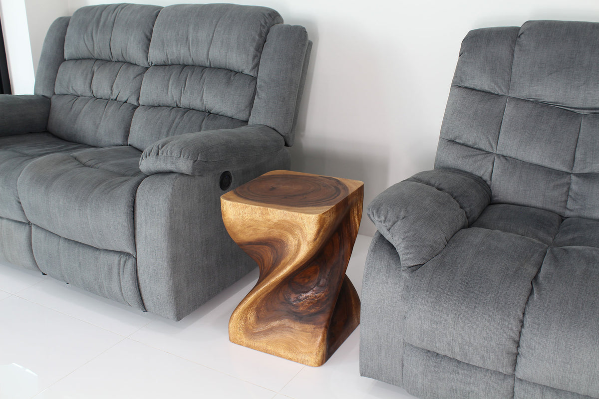 Haussmann Big Twist Pedestal Table, Walnut, 14 x 14 x 20 in H