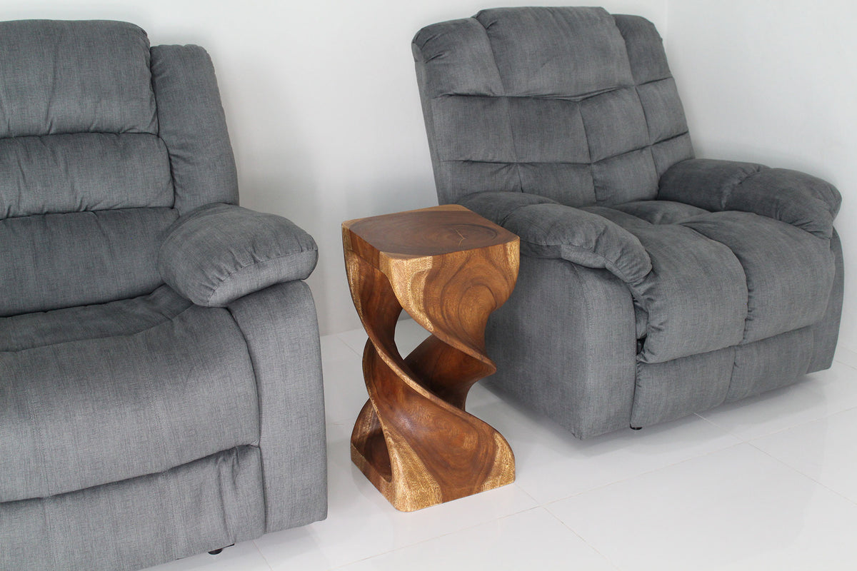 Haussmann Double Twist Pedestal Side Table, Walnut, 12 x 12 x 23 in H