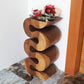 Haussmann Big Wave hand-carved wood end table, Walnut, 12 x 14 x 30 in H