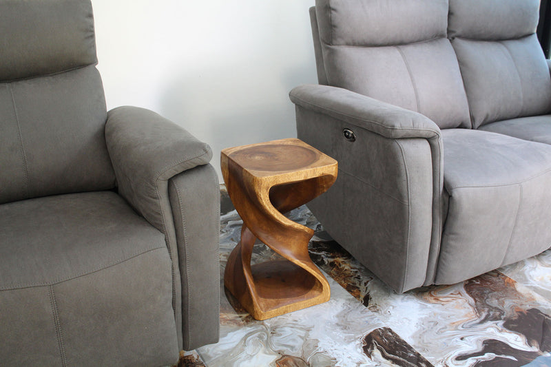 Haussmann Double Twist Solid Wood End Table - 12 x 12 x 20 in - Walnut
