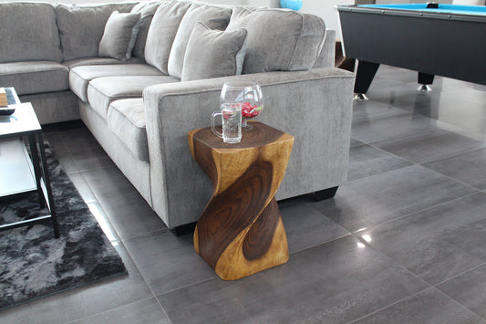 Haussmann Big Twist Pedestal Table, Oak, 12 x 12 x 20 in H