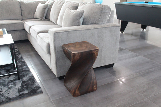 Haussmann Big Twist Pedestal Table, Mocha, 12 x 12 x 20 in H