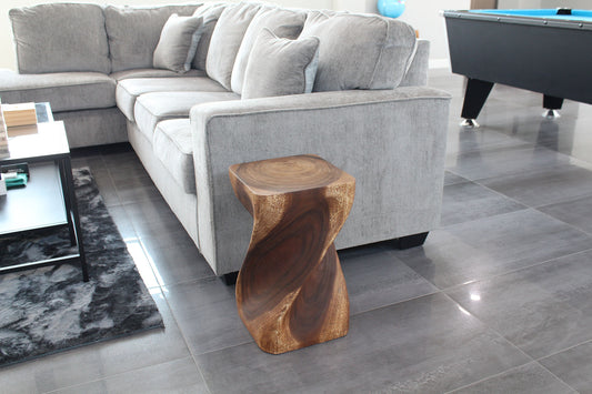 Haussmann Big Twist Pedestal Table, Walnut, 12 x 12 x 20 in H