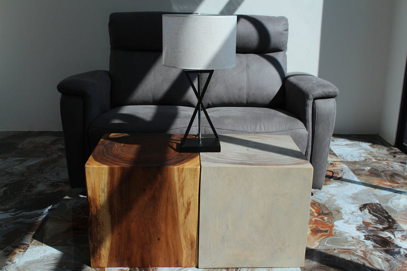 Haussmann Natural Cube Solid Wood End Table - 18 x 18 x 18 in - Oak
