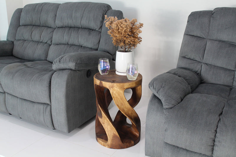 Haussmann Vine Twist Round Pedestal Side Table, Walnut, 14 in dia x 20 in H