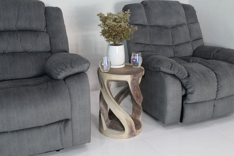 Haussmann Vine Twist Round Pedestal Side Table, Agate Grey, 14 in dia x 20 in H
