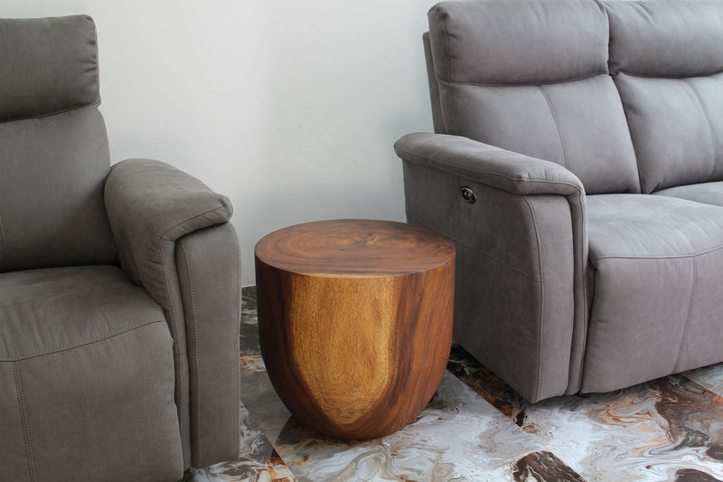 Haussmann Barrel Drum Solid Wood Accent Table - 20 in dia x 18 in H - Walnut