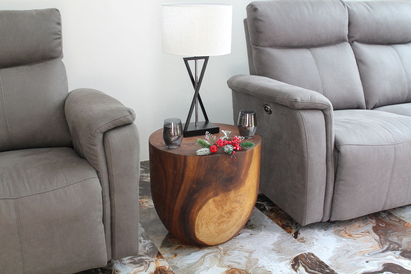 Haussmann Barrel Drum Solid Wood Accent Table - 20 in dia x 18 in H - Walnut