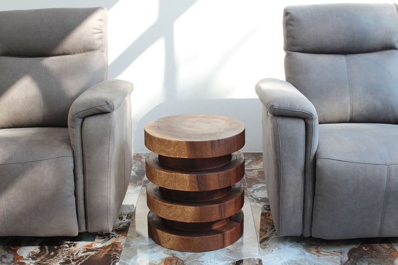 Haussmann® Wood Towering Rings Table 18 in DIA x 20 in H Walnut Oil