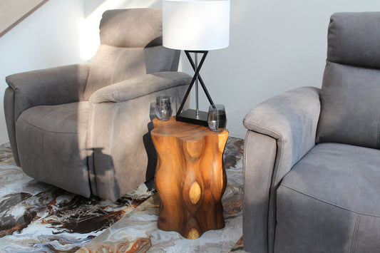 Haussmann Natural Stump Solid Wood End Table - 16 in dia x 20 in H - Oak