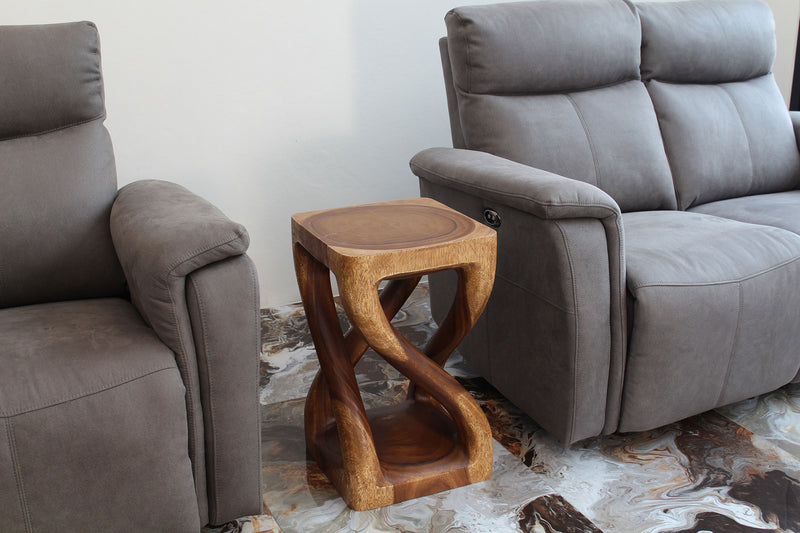 Haussmann® Wood Vine Twist Stool Accent Table 14 in x 23 in H Walnut Oil